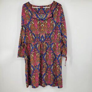 NWT Merona Multicolor‎ Women's Long Sleeved Paisley Printed Dress XXL